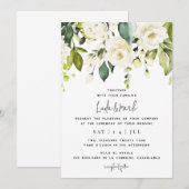 White Hydrangea Wedding Invitation Kaart (Voorkant / Achterkant)