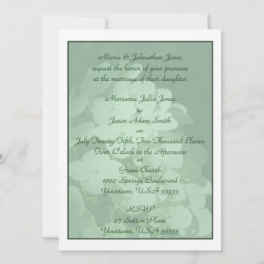 White Hydrangea Wedding Invitation Kaart (Achterkant)