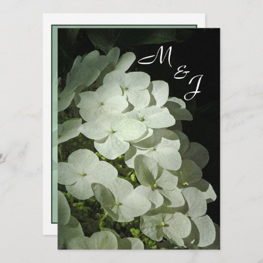 White Hydrangea Wedding Invitation Kaart (Voorkant / Achterkant)