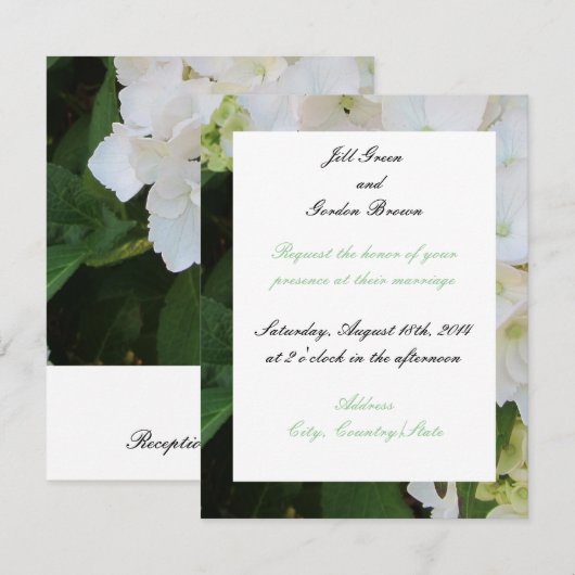 White Hydrangea Wedding Invitation Kaart (Voorkant / Achterkant)