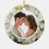 White Hydrangea Wedding Photo Keramisch Ornament (Achterkant)