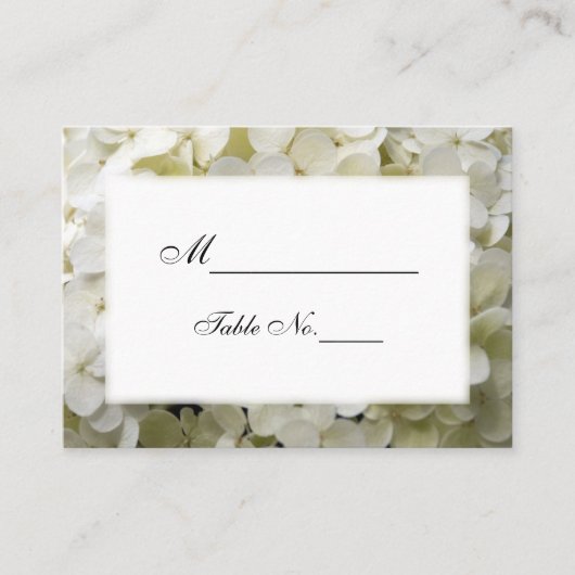 White Hydrangea Wedding Place Card Plaatskaartje (Voorkant)