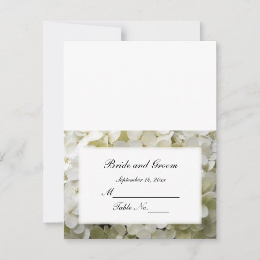 White Hydrangea Wedding Reception Place Card RSVP Kaartje (Voorkant)
