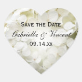 White Hydrangea Wedding Save the Date Hart Sticker (Voorkant)