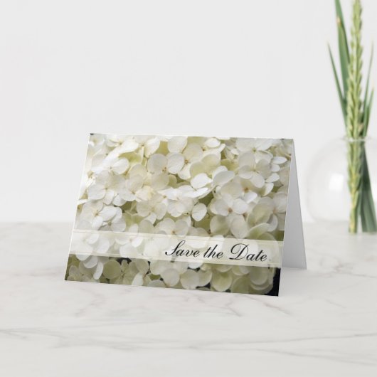 White Hydrangea Wedding Save the Date Notice Aankondiging (Voorkant)