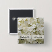 White Hydrangea Wedding Vierkante Button 5,1 Cm (Voorkant /achterkant)