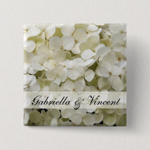 White Hydrangea Wedding Vierkante Button 5,1 Cm