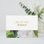 White Hydrangea zal je mijn Bridesmaid zijn Kaart (Staand voorkant)