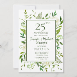White Hydrangeas 25th Jubileum Invitation Kaart
