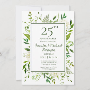 White Hydrangeas 25th Jubileum Invitation Kaart