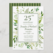 White Hydrangeas 25th Jubileum Invitation Kaart (Voorkant / Achterkant)