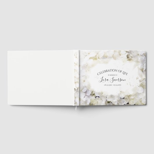 White Hydrangeas Celebration of Life Memorial Gastenboek (Volledig)