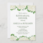 White Hydrangeas Elegant Wedding Rehearsal Dinner Kaart (Voorkant)