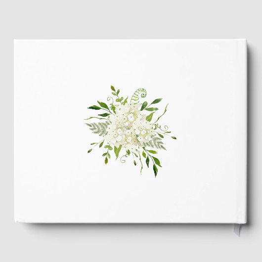 White Hydrangeas Floral Waterverf Wedding Gastenboek (Achterkant)