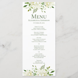 White Hydrangeas Floral Waterverf Wedding Menu