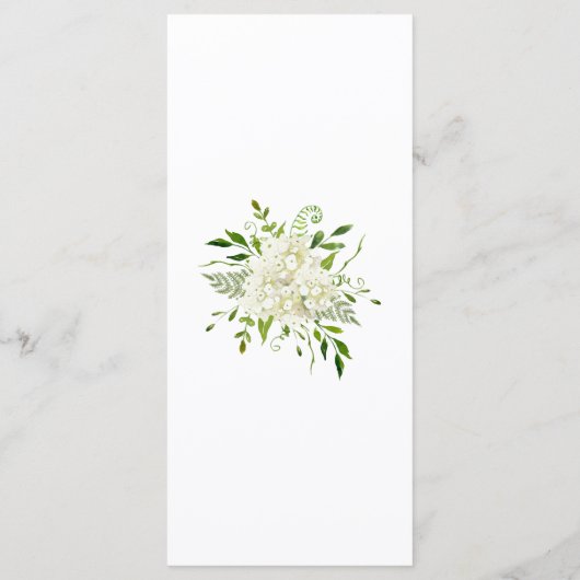 White Hydrangeas Floral Waterverf Wedding Menu (Achterkant)