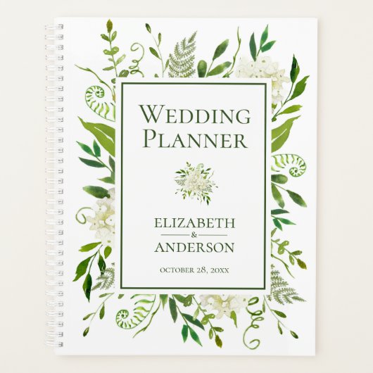 White Hydrangeas Floral Waterverf Wedding Planner (Voorkant)