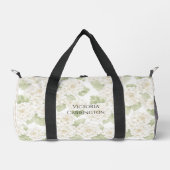 White Hydrangeas Gingham Vintage Duffle Bag Plunjezak (Voorkant)