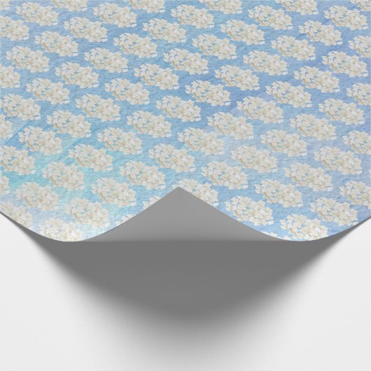 White Hydrangeas On Watercolor Blue  Cadeaupapier (Hoek)