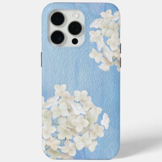 White Hydrangeas On Watercolor Blue Case-Mate iPhone Case (Achterkant)