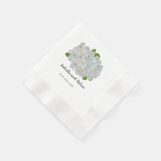 White Hydrangeas Personalized Wedding Napkins Servet (Hoek)