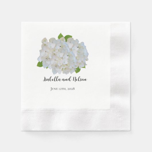 White Hydrangeas Personalized Wedding Napkins Servet (Voorkant)