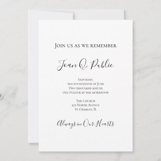 White Hydrangeas Waterverf Celebration of Life Kaart (Achterkant)