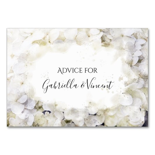 White Hydrangeas Waterverf Wedding Advice Kaarten (Voorkant)