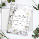 White Hydrangeas Waterverf Wedding Save the Date