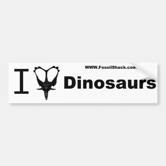 White I love Dinosaurs Bumpersticker (Voorkant)