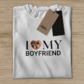 White I Love My Boyvriend Photo Heart T-Shirt