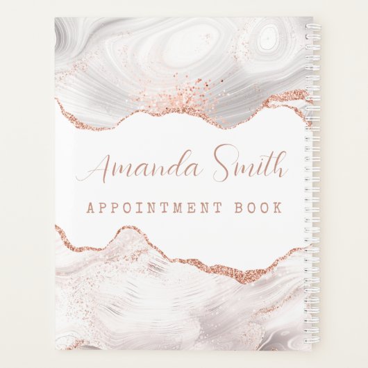 White I Rose Gold Glitter Agate Appointment Book Planner (Achterkant)