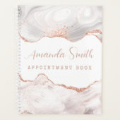 White I Rose Gold Glitter Agate Appointment Book Planner (Voorkant)
