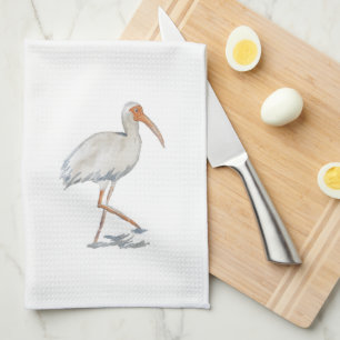 White Ibis Bird Painting Art Kitchen Kitchen Towel Theedoek
