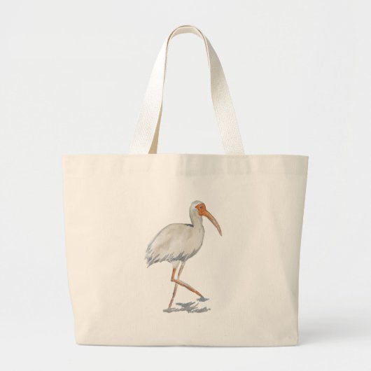 White Ibis Bird Painting Beach Art Grote Tote Bag (Voorkant)