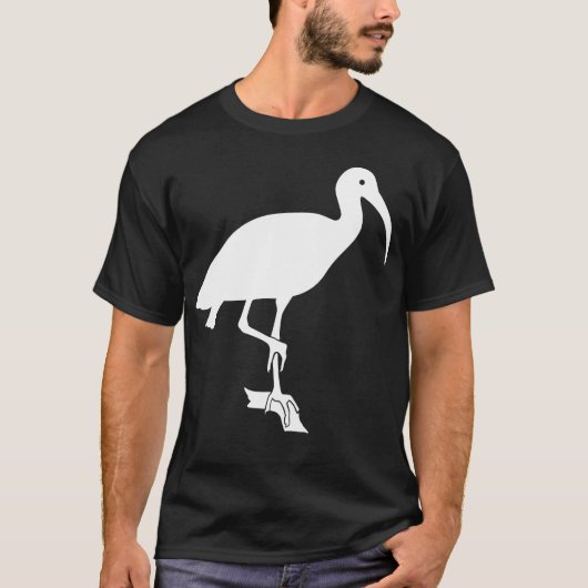 White Ibis Bird Silhouette Pered on Driftwood T-shirt (Voorkant)