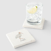 White Ibis Painting Coastal Decor Stenen Onderzetter (Zijkant)