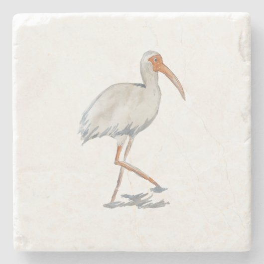 White Ibis Painting Coastal Decor Stenen Onderzetter (Voorkant)
