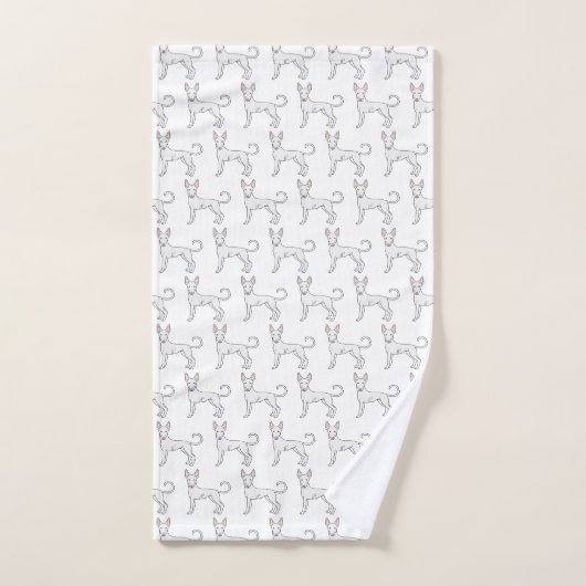 White Ibizan Hound Smooth Coat Cartoon Dog Patroon Bad Handdoek (Handdoek)