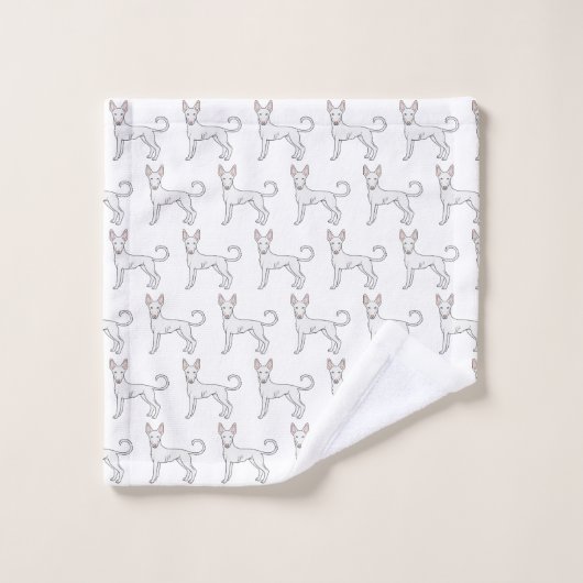 White Ibizan Hound Smooth Coat Cartoon Dog Patroon Bad Handdoek (Wasdoekje)