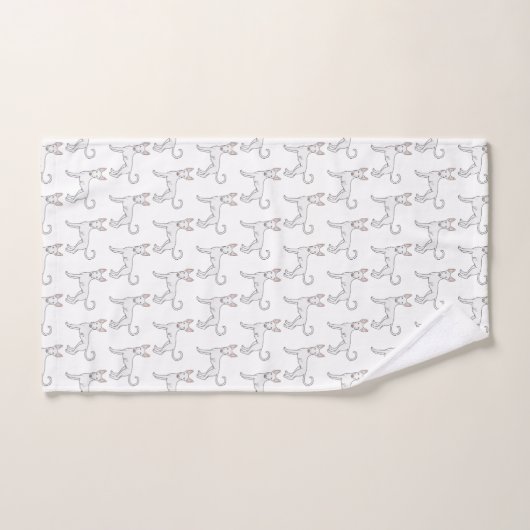 White Ibizan Hound Smooth Coat Cartoon Dog Patroon Bad Handdoek (Handdoek)