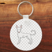 White Ibizan Hound Smooth Coat Cartoon Dog & Paws Sleutelhanger (Voorkant)
