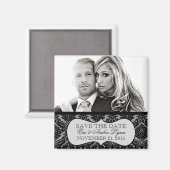 White Ice Lavish Damask Save the Date Magnet (Voorkant / Achterkant)