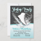 White Ice Skating Birthday Party Sneeuwuitnodiging Kaart (Voorkant)