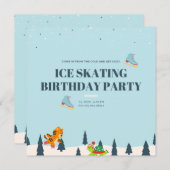 White Ice Skating Birthday Party Snow Invitation Kaart (Voorkant / Achterkant)