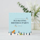 White Ice Skating Birthday Party Snow Invitation Kaart (Staand voorkant)