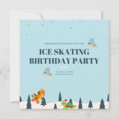 White Ice Skating Birthday Party Snow Invitation Kaart (Voorkant)