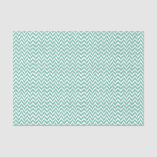 White Ikat Chevron over Mint Achtergrond Tissuepapier (Voorkant)