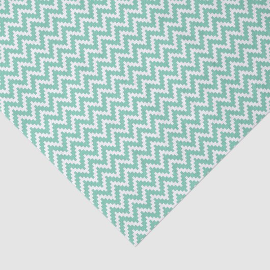White Ikat Chevron over Mint Achtergrond Tissuepapier (Detail)