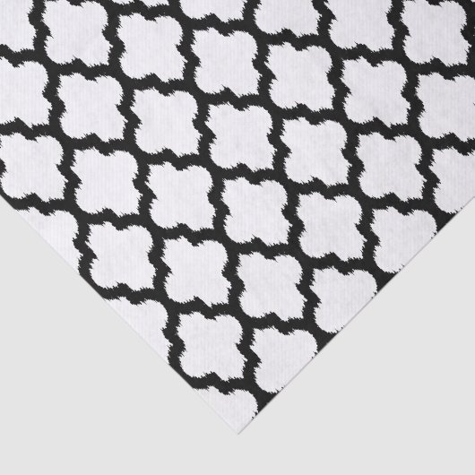 White Ikat Quatrefoil Geometric Pattern Tissuepapier (Detail)